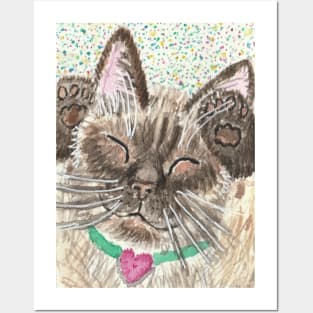 Happy Siamese cat Posters and Art